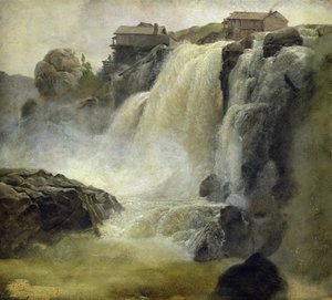Haugfoss Norvégiában, 1827 (olaj, papír a fedélzeten)