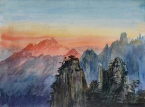 Buddha fénye - Napfelkelte Rózsahegy, 2015 (akvarell, papír) alkotó: Christian Furr