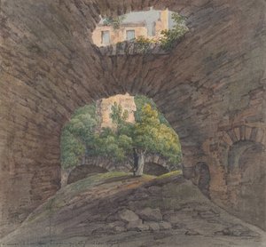 Egy fiatal pár romokat nézeget Bingen közelében, 1801. alkotó: Christian Georg Schutz