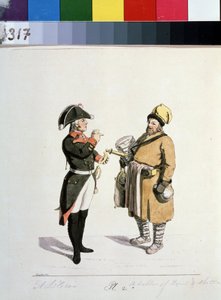 Sorozat a moszkvai kereskedőkről: a sbiten eladója. Sbiten eladó (A moszkvai kereskedők sorozatból). Christian Gottfried Heinrich Geissler (1770-1844) rajza