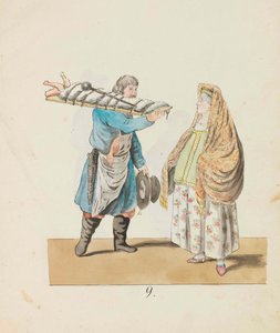 Hentes disznóval a deszkán és kereskedőasszonnyal A Szentpétervár... sorozatból, 1799.
