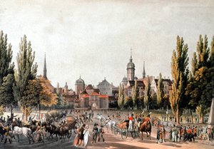Lipcsei vásár, 1810-20 körül (metszet)