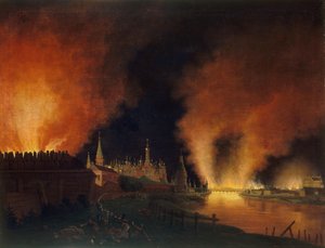 Moszkvai tűzvész 1812. szeptember 15-én A franciák Moszkvában, 1812-1817. alkotó: Christian Johann Oldendorp