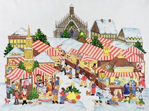Christkindlmarket, Nürnberg, 1987 (wc papíron)