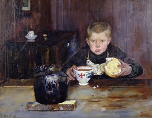 Errand fiú kávét iszik alkotó: Christian Krohg