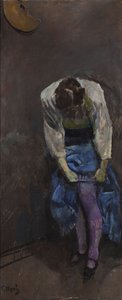 Lány, aki megköti a harisnyakötőjét alkotó: Christian Krohg