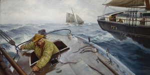 Pilóta zord időben (olaj, vászon) alkotó: Christian Krohg