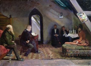 Olvasás a stúdióban alkotó: Christian Krohg