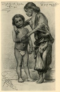 Szingaléz lányok, Kandy, Ceylon, 1898. alkotó: Christian Wilhelm Allers