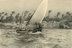Vihar északról a Níluson, Egyiptom, 1898. alkotó: Christian Wilhelm Allers