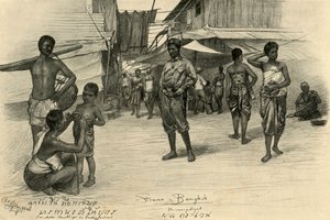 Utcai jelenet, Bangkok, Sziám, 1898.