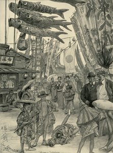 Utcai jelenet, Yokohama, Japán, 1898. alkotó: Christian Wilhelm Allers