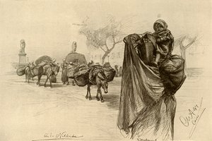 Nő és gyermek a Kobri el Gezira híd közelében, Kairó, 1898. alkotó: Christian Wilhelm Allers