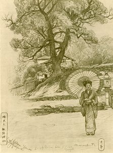 Nő napernyővel, Nagaszaki, Japán, 1898. alkotó: Christian Wilhelm Allers