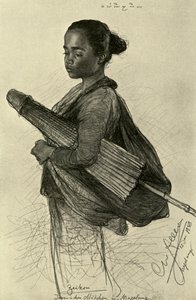 Fiatal nő napernyővel, Magalang, Java, 1898. alkotó: Christian Wilhelm Allers