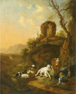 Bukolikus táj rommal alkotó: Christian Wilhelm Ernst Dietrich