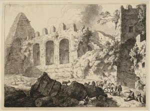 Nagy tájkép piramissal alkotó: Christian Wilhelm Ernst Dietrich
