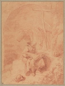 Der heilige Franziskus beim Lesen alkotó: Christian Wilhelm Ernst Dietrich