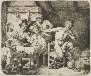 A szatír a parasztházban alkotó: Christian Wilhelm Ernst Dietrich