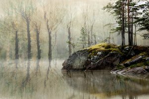A ködös erdei tó alkotó: Christina Sillen