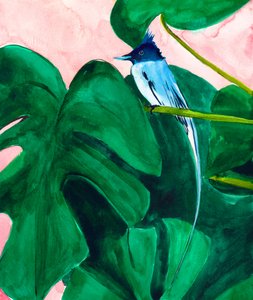 Trópusi madár – Monstera-levél alkotó: Christine Lindstrom