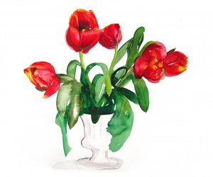 Élénkpiros tulipánok alkotó: Christine Lindstrom
