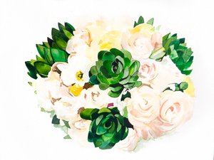 Akvarell szukkulens csokor alkotó: Christine Lindstrom