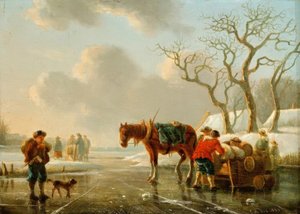 Téli este a jeges folyón alkotó: Christoffel Albertus Vos