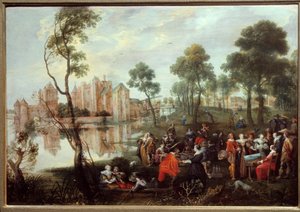 Uzsonna egy Gallant Scene Parkban. Christophe Van der Lamen (1606-1651) festménye