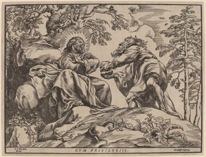 Krisztus megkísértése az ördög által alkotó: Christoffel Jegher after Sir Peter Paul Rubens