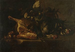 Csendélet hússal és döglött madarakkal alkotó: Christoffel Puytlinck