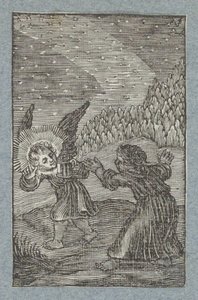 Angyal lámpás mutatja a gyermek az utat Pia Desideria (sorozat címe) alkotó: Christoffel van Sichem (II)