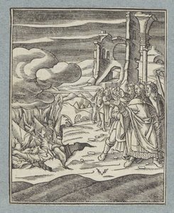 Korát, Dátánt, Abirámot és családjaikat elnyeli a föld alkotó: Christoffel van Sichem (II)