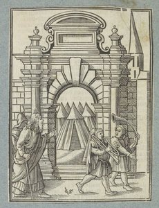 Két ezüst trombitát használnak a közösség összehívására alkotó: Christoffel van Sichem (II)