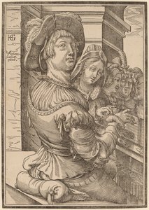 Egy fiatal férfi psaltériumot játszik alkotó: Christoffel van Sichem I after Hendrik Goltzius