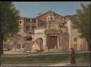A Via Sacra egy szakasza, Róma (Szent Kozma és Damján templom) alkotó: Christoffer Wilhelm Eckersberg