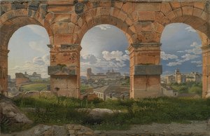 Kilátás három boltíven keresztül a Colosseum felől. 1815 alkotó: Christoffer Wilhelm Eckersberg