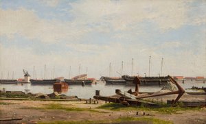 Lot of Nyholm a daruval és néhány hadihajóval alkotó: Christoffer Wilhelm Eckersberg