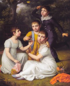 Johannes Søbøtker négy legidősebb gyermekének portréja Hummeltofte-ban. alkotó: Christoffer Wilhelm Eckersberg