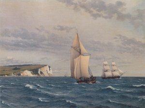 A Møn-sziklák déli része a tenger felől nézve. alkotó: Christoffer Wilhelm Eckersberg