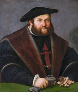 Német: Ulrich Ehinger (1485-1537) portréja (Egy Santiago lovag portréja) Ulrich Ehinger mint a Santiago-rend lovagja alkotó: Christoph Amberger