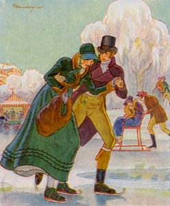 Korcsolyázás / Korcsolyázás (színes litográfia)