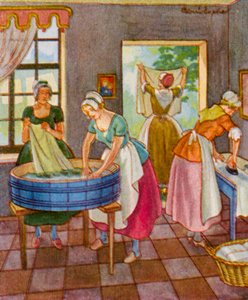 Wascherin Und Platterin / Mosónő és tál (színes litográfia)