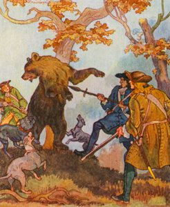Barenjagd / Medvevadászat (színes litográfia)