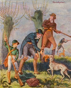 Bekassinenjagd / Szalonkavadászat (színes litográfia)