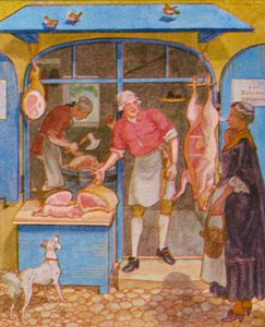 Metzgerladen / Hentesüzlet (színes litográfia)