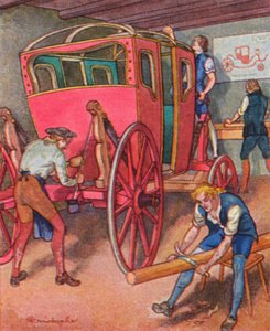 Stellmacherei / Wheelwright (színes litográfia)