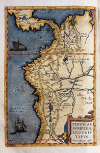 Peru térképe Hernando de Soto 1570-es expedíciójának feljegyzéseiből alkotó: Christophe Plantin