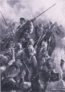 Prestoni csata 1648. augusztus 17.: A csuka lökésére leverték őket a hídról, illusztráció a „British Battles on Land and Sea” c.