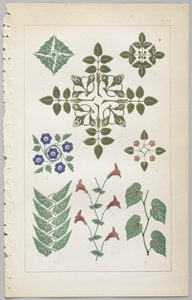 A dekoratív tervezés művészete: egy függelék, amely megadja a nap óráit, amikor a virágok nyílnak, kiadó: Day & Son, London, 1862 alkotó: Christopher Dresser